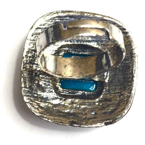 Turquoise Square Ring Adjustable Band - Picture 2 of 2
